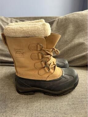 Sorel Caribou Waterproof Winter Boots Womens 7 NL1004-280 Shearling Tan